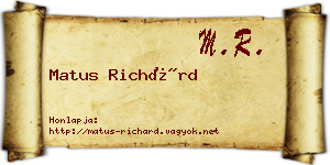 Matus Richárd névjegykártya