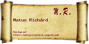 Matus Richárd névjegykártya